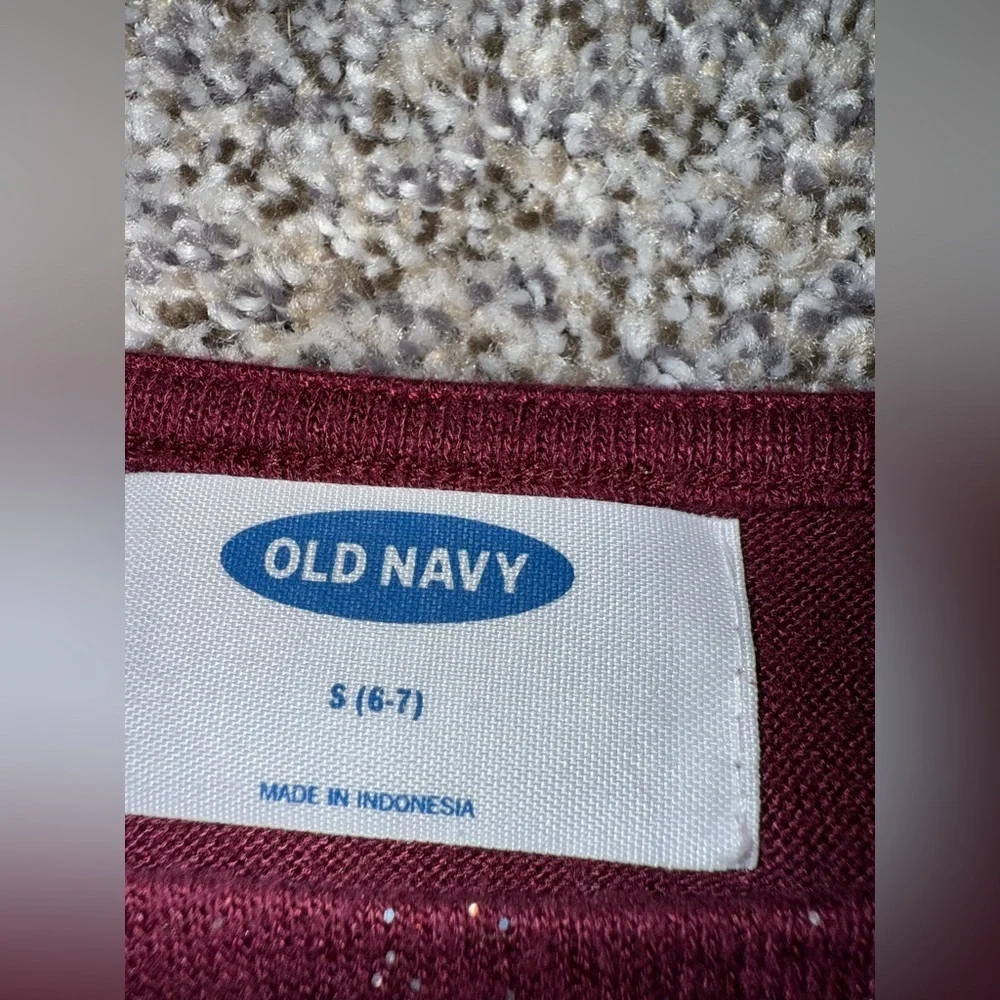Old navy long sleeve burgundy sparkle shirt